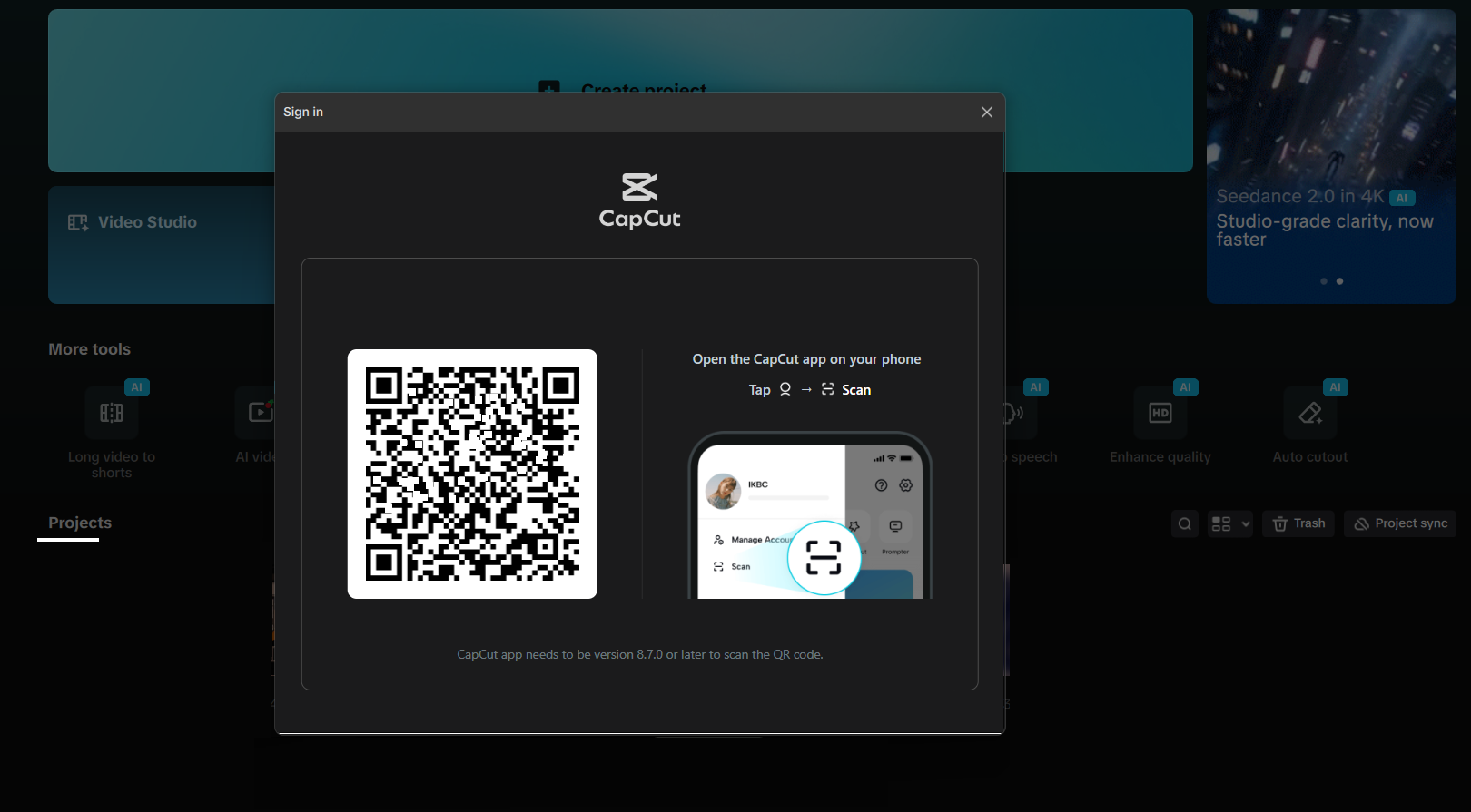 How to Sign In to CapCut Desktop Using a QR Code