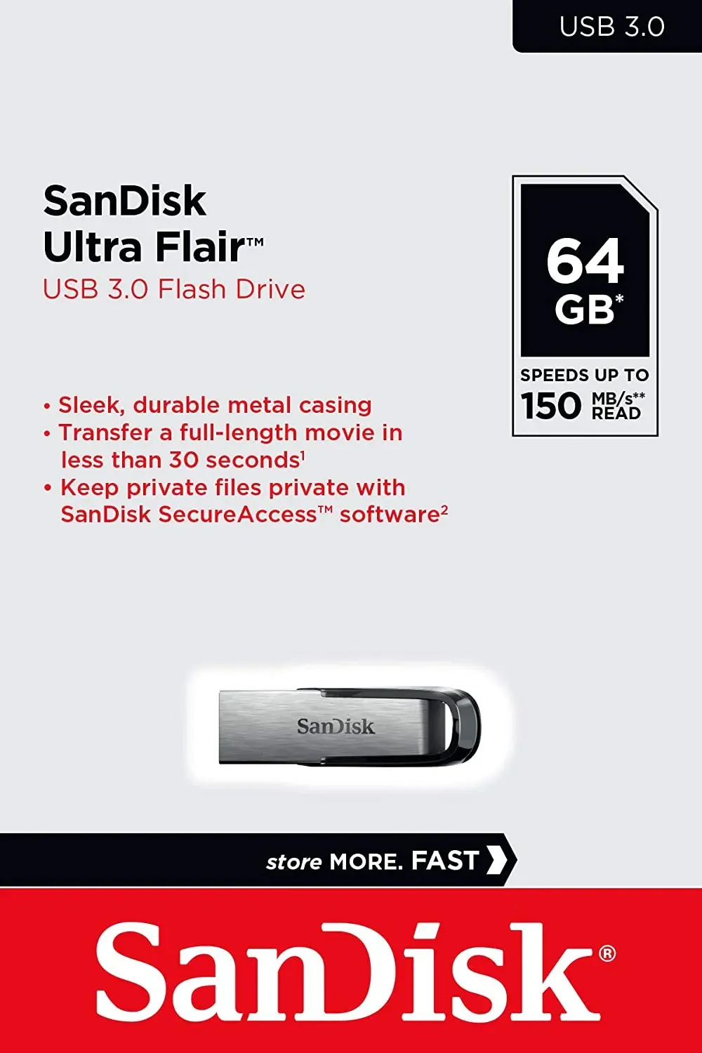 Sandisk Flair USB 3.0 Flash Drive - 64GB